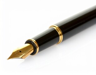 A pen on a white backdrop. 