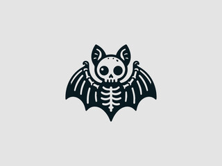Fototapeta premium Cute skeleton bat cartoon character vector illustration with a spooky Halloween design for various projects