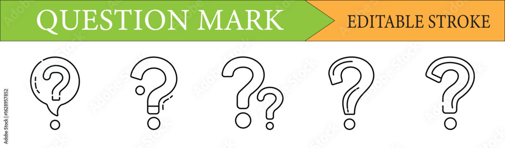 Poster question mark line icon set with editable stroke