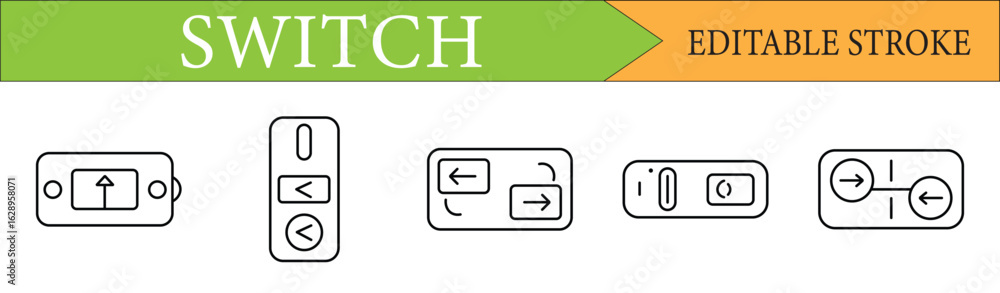 Poster switch line icons set with editable stroke