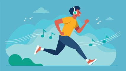 A longdistance runner training for a marathon while listening to energizing and upbeat music using the rhythm to push through physical and mental.
