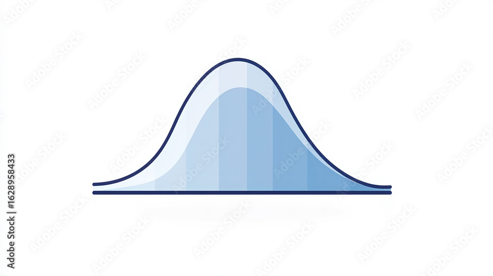 Poster a smooth, symmetrical curve representing a probability distribution, often used in statistics to dep