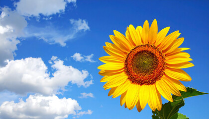 向日葵の花。コピースペース。青空。Sunflower flower. Copy space. Blue sky.