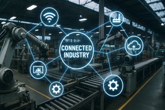 Connected industry showcasing technological advancements and innovation. 