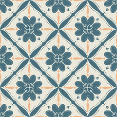 Layered Green Clover Mandala Seamless Repeated Pattern on Beige Background