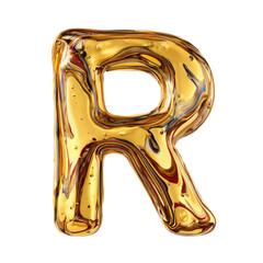 Golden, liquid letter R