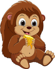 Obraz premium baby bear eating honey clipart, baby bear illustration, illustration design
