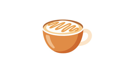 Caramel Latte Vector Illustration | Hot Coffee Drink
