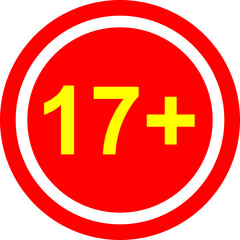 Vector illustration of a special sign for ages over 17 years 
