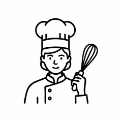 Chef Holding Whisk in Professional Attire for Culinary Blogs, Cooking Websites, Recipe Cards, Food Education, and Kitchen Awareness  