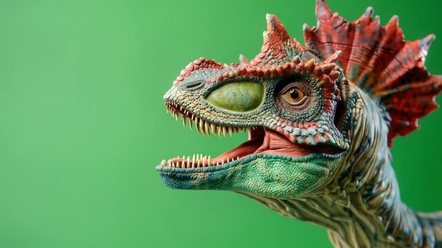 dilophosaurus with frill neck on green screen 4K Videos