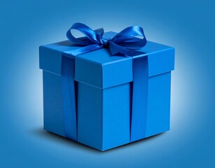 Fototapeta premium Blue gift box, vibrant ribbon
