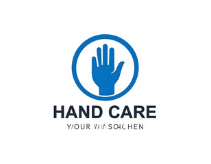 Fototapeta premium Blue hand logo, hand care