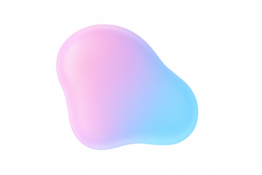 Smooth, amorphous blob with a gradient of pink and blue hues, perfect for modern and creative designs on a transparent background - Powered by Adobe