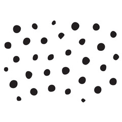 A seamless vector pattern featuring small random black circles on a white background, outlined in black for bold contrast effect.

