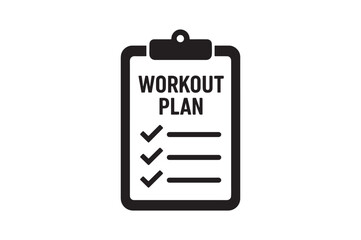 Fototapeta premium Workout Plan icon silhouette vector with white background