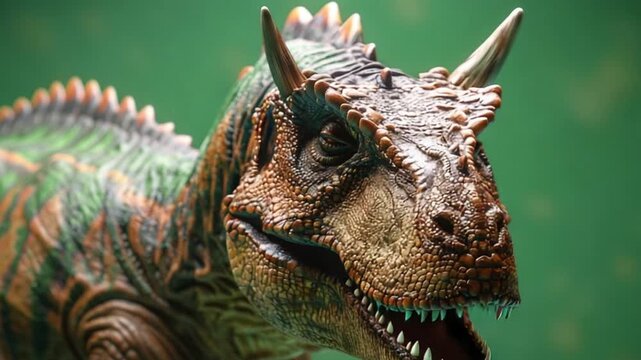 carnotaurus with short horns above on green screen 4K Videos