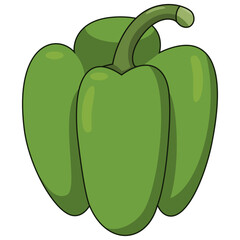 A green bell pepper illustration isolated on a white background