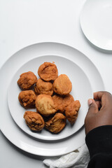 Akara on a white plate, nigerian akara fried beans cake on a plate