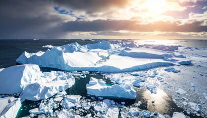 Vast polar landscape with ice formations