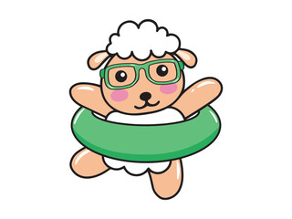 Sheep Animal Cartoon Summer Day Background
