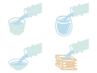 日本酒を注ぐイラストセット2
