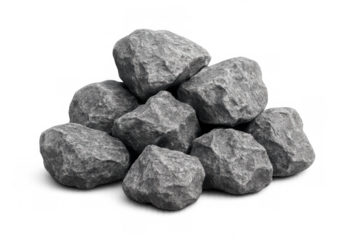 Granite boulder creating textured natural formation, minimal backdrop highlighting geological structure for graphic design compositing