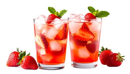 Two glasses of strawberry iced tea