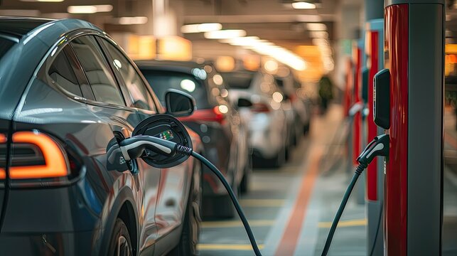 Electric car charging station for charge EV battery. Plug for electric vehicle. EV charger.