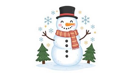 snowman with christmas tree
