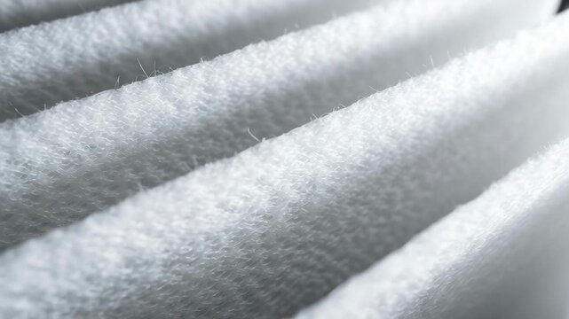 Air filter technology and innovation concept, Textured white fabric layers stacked together for abstract background.