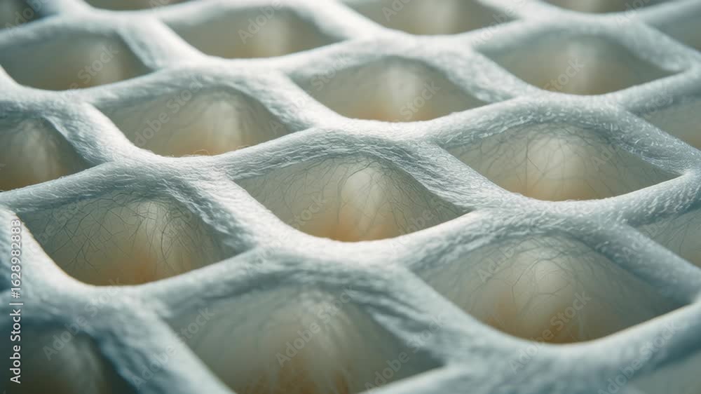 Poster air filter technology and innovation concept, textured white material with a grid pattern and soft i
