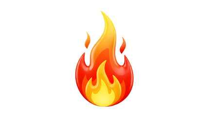 Vibrant orange and yellow flame icon isolated on transparent background