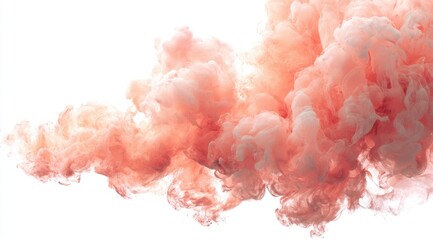 Fototapeta premium Abstract, soft pink, cloud-like smoke, swirls against white