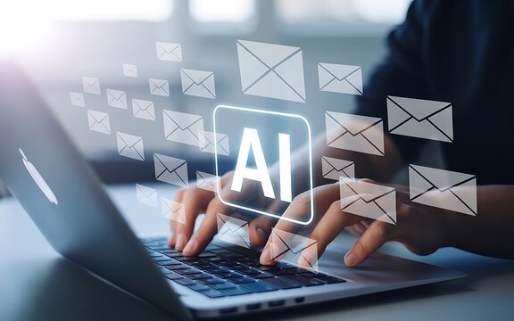 Artificial intelligence email communication technology image