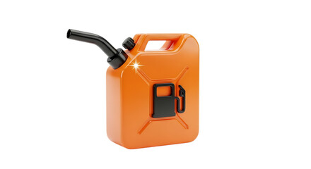 Orange jerrycan fuel container with spout isolated on transparent background
