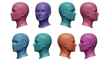 Colorful profile human head models
