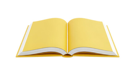 Open yellow book isolated on transparent background