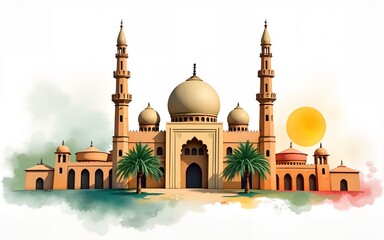 watercolorstyle national day poster for saudi arabia featuring iconic landmarks and vibrant colors the illustration celebrates culture and heritage infusing joy and pride into the design