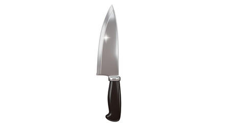 Sharp chef knife with dark handle isolated on transparent background