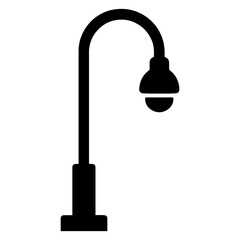 Street lamp symbol icon with transparent background in black and white style
