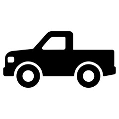 Pickup truck icon with transparent background in black and white style
