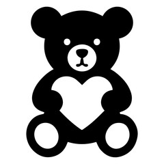 Teddy bear symbol logo icon with transparent background in black and white style
