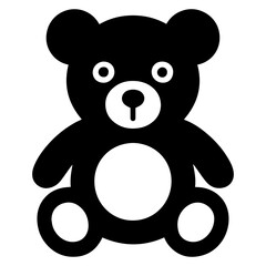Teddy bear symbol logo icon with transparent background in black and white style
