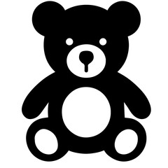 Teddy bear symbol logo icon with transparent background in black and white style
