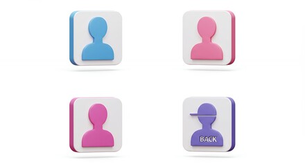 Four colorful user profile icons