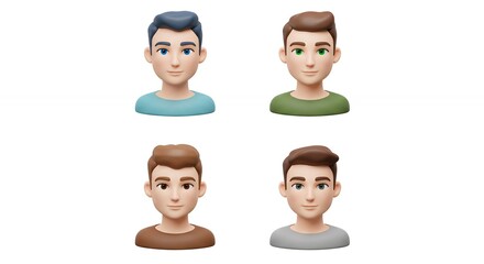 Four stylized male portraits vector graphic