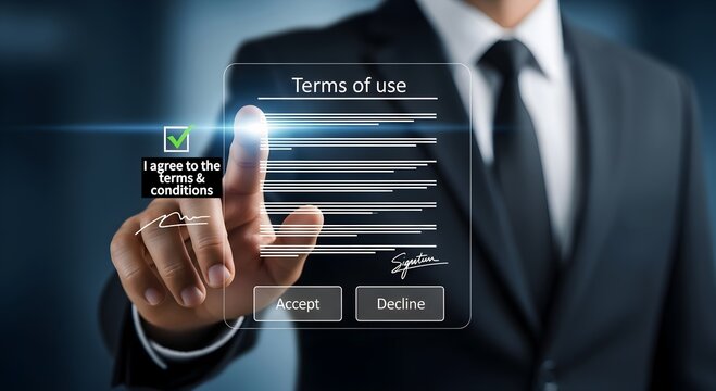 Businessman Accepting Terms of Use Agreement Online