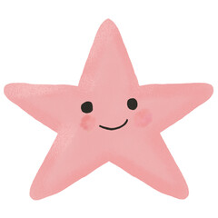 smiling pink star on white background