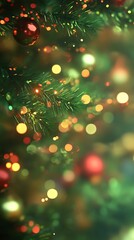 Christmas tree decorations bokeh background